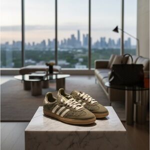 Adidas Olive Green Raffia Samba Sneakers